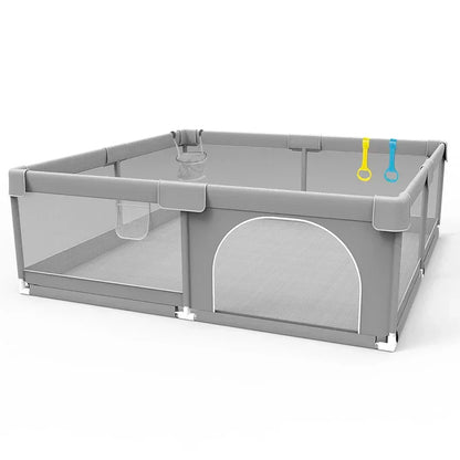 Parc Bébé Sécurisé Gris Clair – CozyPlay™